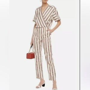 MAJE Pieni wrap-effect striped jumpsuit
